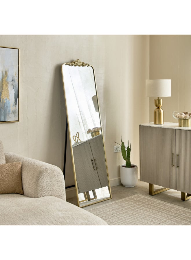 Home Box Metal Frame Floor Mirror with Resin Head - Gold - Image 5